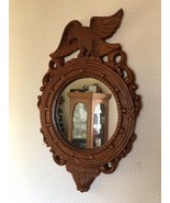 Federal Style Carved Wooden Eagle w Spread Wings Wall Hanging Mirror 24&quot; - £237.36 GBP