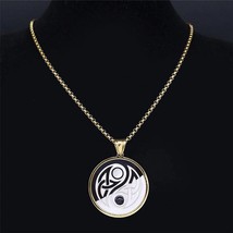 Celtic Yin Yang Necklace Gold Silver Stainless Steel Balance Harmony Pendant - £14.38 GBP