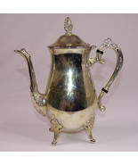 VINTAGE Silver Plated Footed Coffee Pot With Hinged Lid 9.5&quot; Tall Silver... - $15.48
