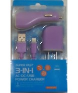 Reiko 3-In-1 Charger / Data Cable Micro USB For iPhone 5 - 8 Color Purple - $13.97 CAD