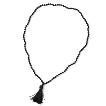 Black Agate Beaded Tassel Necklace (36&quot;) 202.50 cts.  New in Gift Box!   #JN1027 - £13.28 GBP