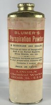 Blumer’s Perspiration Powder Advertising Bottle Tin Period Deodorizer VTG - £9.36 GBP