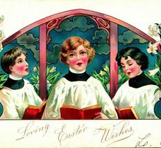 Choir Singers Stained Glass Window Raphael Tuck Easter Postcard 1907 UDB - £4.80 GBP