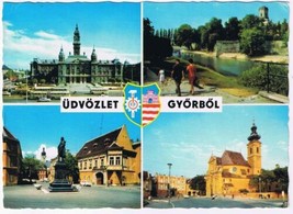 Hungary Postcard Gyor Multi View Udvozlet Gyorbol Greetings - £2.21 GBP