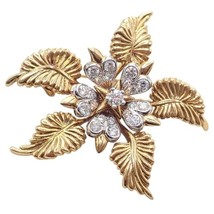 Tiffany &amp; Co Schlumberger 18k Yellow Gold Platinum Diamond 5 Leaf Pin Br... - $16,500.00