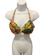 Shade &amp; Shore  Bikini Top Yellow Floral Sexy Razorback Padded Size 34B - $13.30