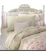 Simply Shabby Chic Blush Beauty Floral Green 3pc Queen Sheet Set - $160.00