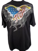 Onix Mens Black T-SHIRT Sz 4XL Sequined American Eagle Usa Flag Phoenix Nwot - £9.44 GBP
