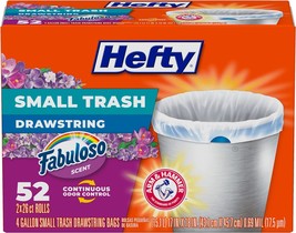 Hefty Small Trash Bags, Fabuloso Scent, 4 Gallon, 52 Count - £22.37 GBP