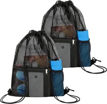 2 PACK Mesh Backpack Bag Multifunction Mesh Bag for Swimming Athletic Gy... - £19.48 GBP