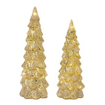LED Tree (Set of 2) 10.5&quot;H, 12&quot;H Glass 3AAA Batteries, Not Included - £36.03 GBP