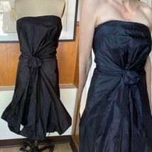Marc Jacobs Silk Taffeta Prom Strapless Dress Sz 4 Black Bow - £54.60 GBP