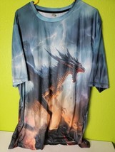 Graphic Tee Shirt All Over Print Dragon Medieval Fantasy  - $14.46