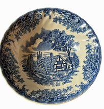 Churchill Blue and White House and Tree Ceramic Cereal Salad Bowl 6.5&quot; - £18.05 GBP