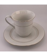 Vntage Cup &amp; Saucer Set 1998 Sakura Classic Gold Fine China Porcelain White - £6.92 GBP