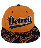 Detroit Script Print on Bill Adjustable Snapback Baseball Cap (Orange/Navy) - £11.95 GBP
