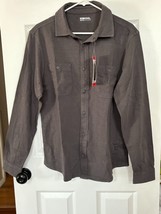 32 Degrees Cool Men&#39;s Long Sleeve Button-Up Shirt, Gray Size M - £11.21 GBP