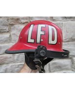 vintage fire fighter helmet RED hat LICKING COUNTY Ohio 1983 - £100.79 GBP