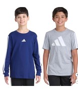Adidas Boys Girls T-Shirts Blue Gray 2-Pack Crewneck Kids Unisex Cotton ... - $58.94 CAD