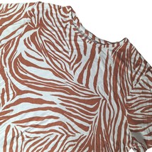 Nine West Women&#39;s Soft Spun Blouse Top Size XL Brown White Zebra Print - £16.06 GBP