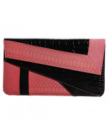 Wine Red &amp; Black  Women Alligator Envelope Shoulder Handbag Clutch - £15.97 GBP