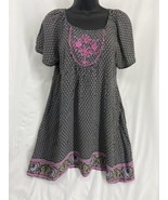Umgee Shift Dress Small Embroidered Pullover Shirt Tunic Boho Short Sleeve - $23.37 CAD