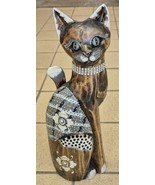 Cat - Carved wood - height 38 cm - $26.25