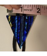 Blue Gold Black Iridescent Vintage Original Glass Western Bolo Triangle Tie - $50.41 CAD