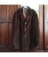 Vintage J. Crew Suede Leather Coat Green Barn Jacket Cotton Quilted Lini... - $293.26 CAD