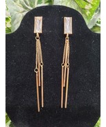 Women&#39;s Gold Long Crystal Dangle Hanging Chain Stylish Earrings Set - $20.58 CAD