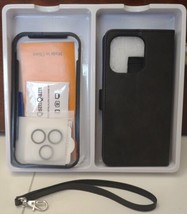 QsmQam iPhone 14 Pro Case Wallet PU Leather 3Card Holder 2 Screen&amp;Lens Protector - £6.50 GBP