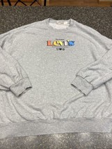 Levis Sweatshirt Mens Medium Gray Pullover Sweater Graphic Crew Fleece Oversized - £14.24 GBP