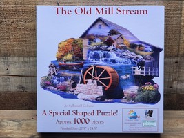 SunsOut Shaped Jigsaw Puzzle - The Old Mill Stream - 1000 Piece Eco Friendly USA - £15.70 GBP