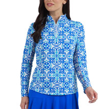 Nwt Ladies Ibkul Alice Blue Turquoise Long Sleeve Mock Golf Shirt - S Xl &amp; Xxl - £58.84 GBP