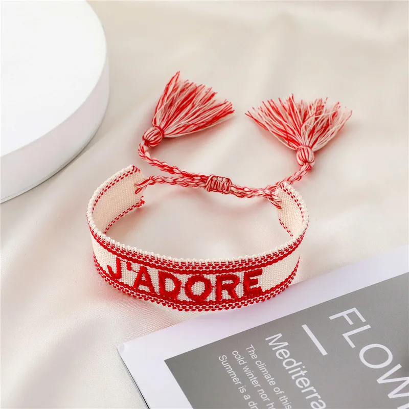 Handmade LOVE Fabric Bracelet For Best Friend Gift New Fashion Colorful Tassel G - £14.56 GBP