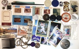 Vintage Junk Drawer Lot Baseball Cards, Buttons, Slides, Jewelry, etc - £15.64 GBP