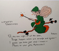 Halloween Postcard Witch Goblin Fairy Wand Weaver Series 2399 Original Fantasy - £43.94 GBP