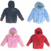 B5376 Assorted Colors, Davoucci Kids Fur Bomber Jacket With Hoodie - $148.01+