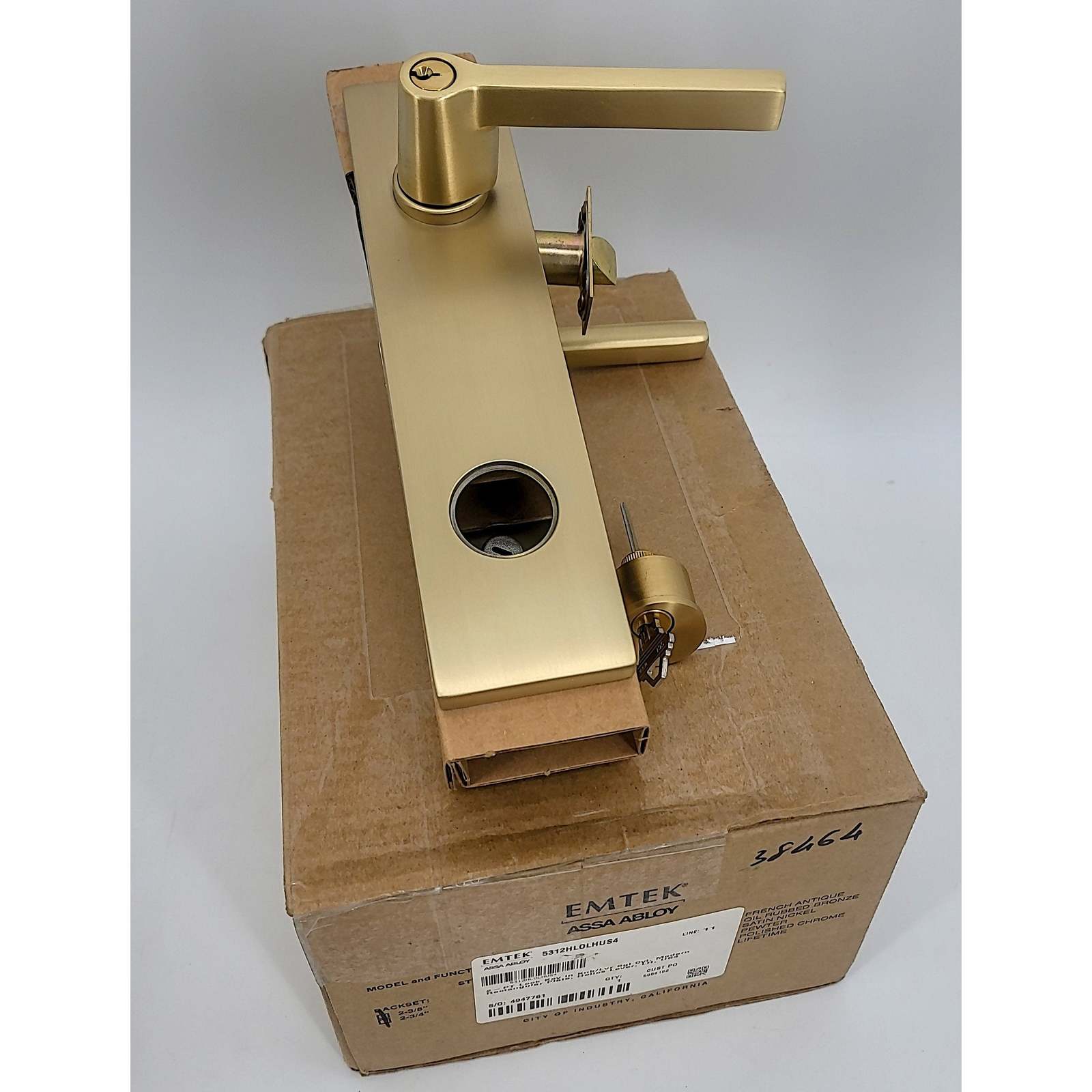 Emtek 5312 2Point Key in Lever Single Cylinder Lock Set with Helios