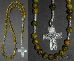 Catholic Rosary Dragon Veins Agate &amp; Sterling Silver - Hand Made - £96.75 GBP