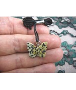 (an-but-8) BUTTERFLY White black spotted spots carving Pendant NECKLACE ... - $8.00
