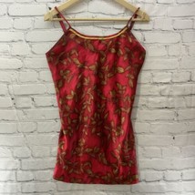 Gilligan And O’malley Lingerie Womens Sz S Tank Teddy Red Floral Red Satin  - £12.63 GBP