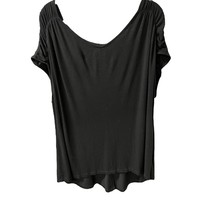 Lane Bryant Womens Plus Size Top Size 26/28 Black Short Sleeve Ruched Sh... - $14.74