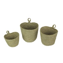 Set of 3 Woven Hanging Basket Decorative Organizer Pockets Home Storage Decor - £26.47 GBP