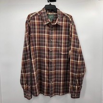 Woolrich Plaid Shirt Mens XL Used Brown Green Long Sleeve - £11.79 GBP