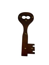 Vintage Dark Wood Key Shaped 6 Hook Organizer Entryway Farm House Countr... - £19.39 GBP