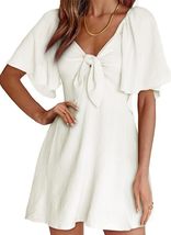 Deep V Neck Elegant Bow tie Mini Dress S-XL Womens Dresses - £21.78 GBP