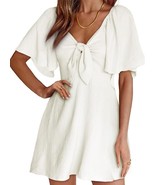 Deep V Neck Elegant Bow tie Mini Dress S-XL Womens Dresses - $28.99