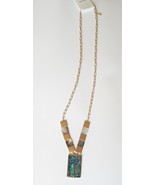 GOLD CHAIN SILVER GOLD AND STONE PENDANT NECKLACE - $17.76 CAD