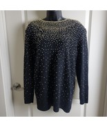 VTG Sweater Jumper Size Large Black Gold Beaded Embellished Lambswool An... - £25.88 GBP